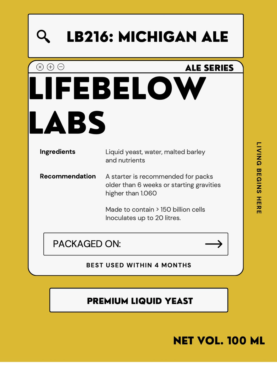 LifeBelow Michigan Ale Yeast