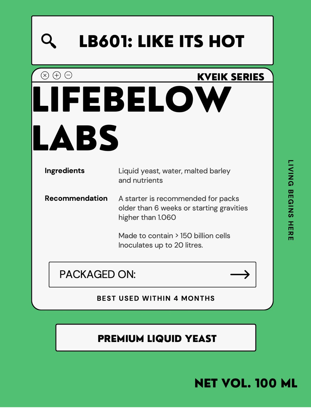 LifeBelow Yeast Kviek Yeast