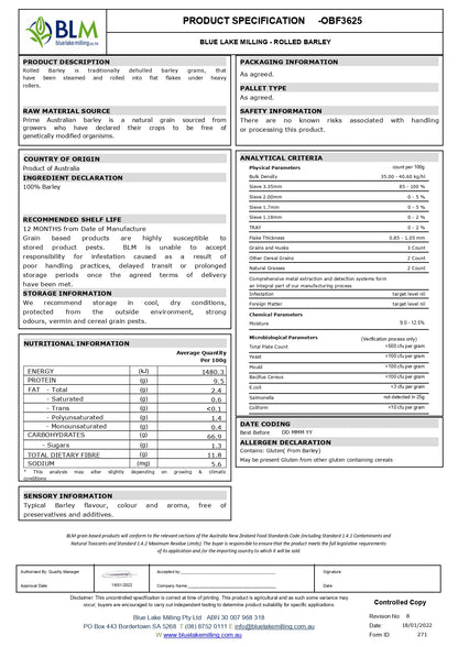 Blue Lake Rolled Barley
